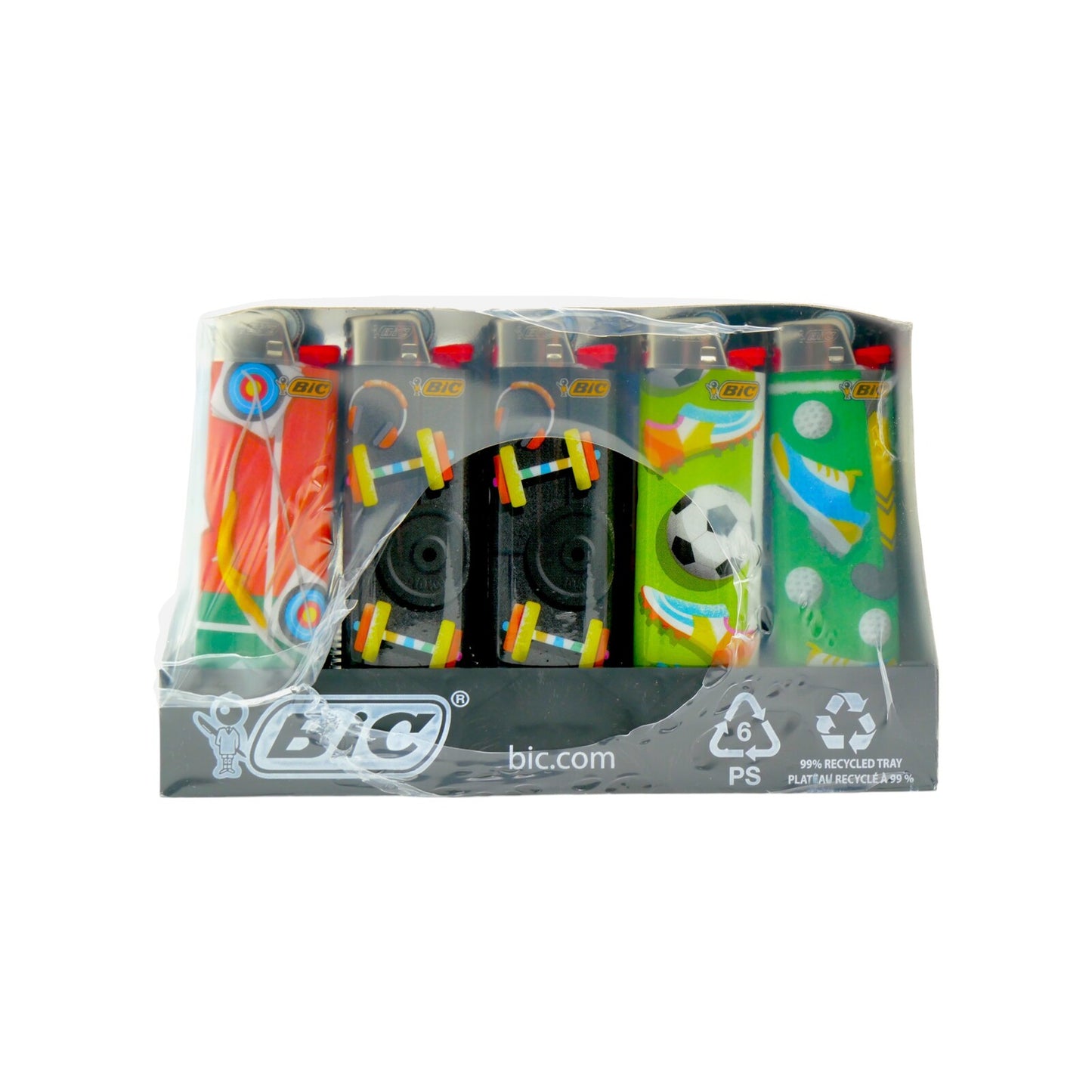 50x BIC Maxi Sports Design Lighters Box J26 Golf Soccer Gym Archery