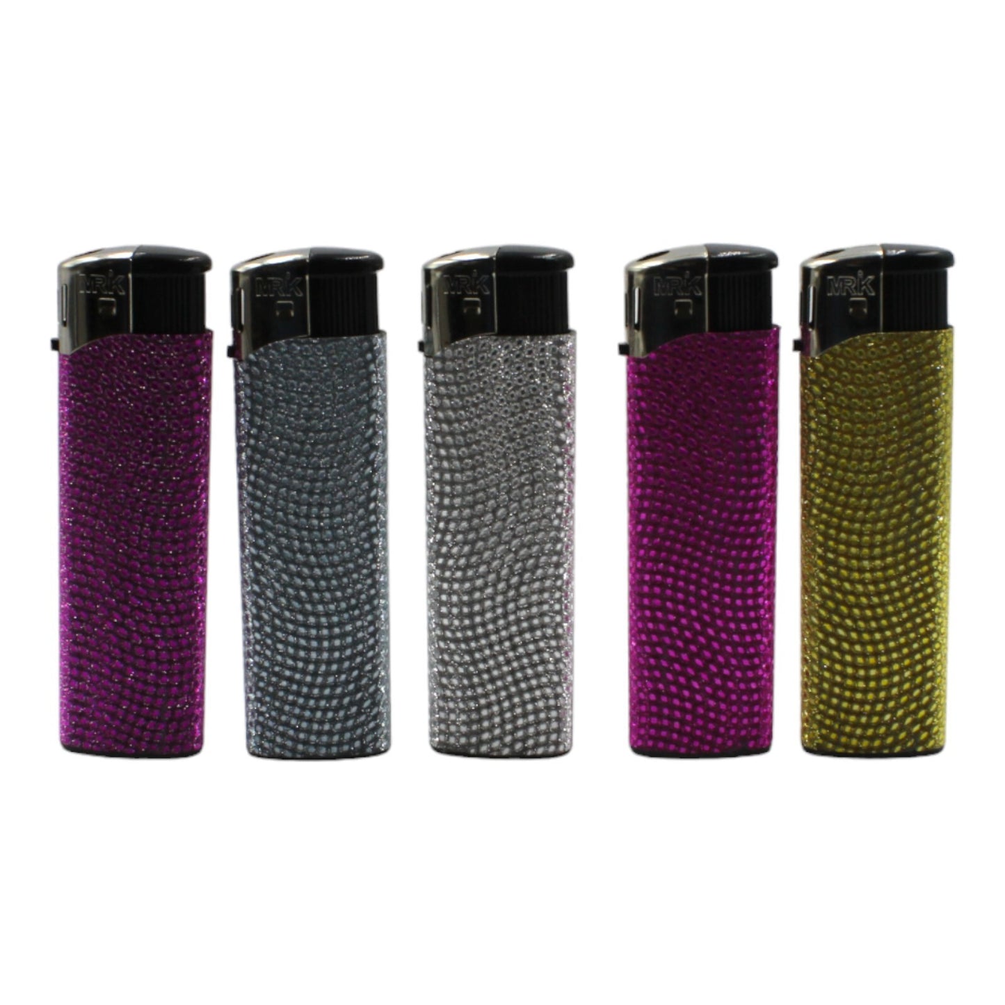 50x Metallic Glitter Gas Lighters + Adjustable Flame