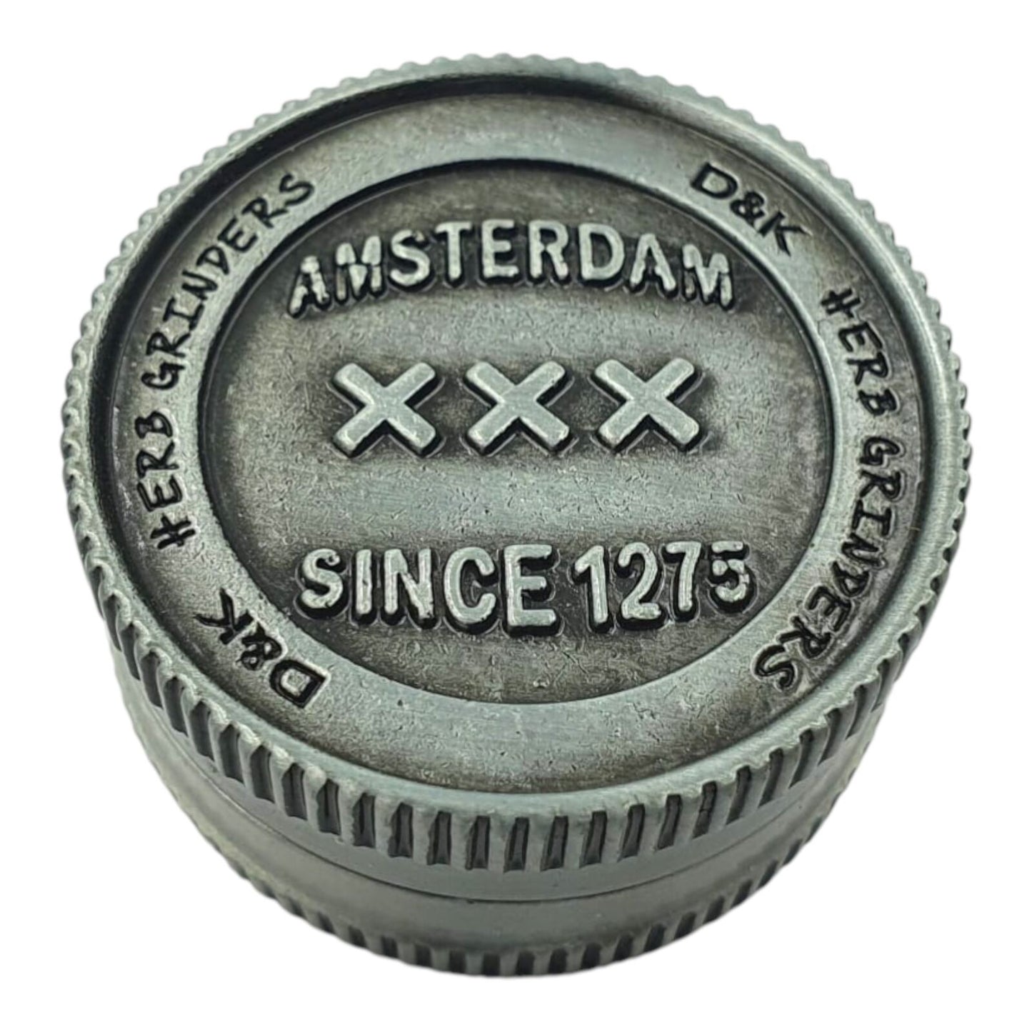 Amsterdam Metal Herb Grinder 2 Piece Storage Pipe Smoking Set