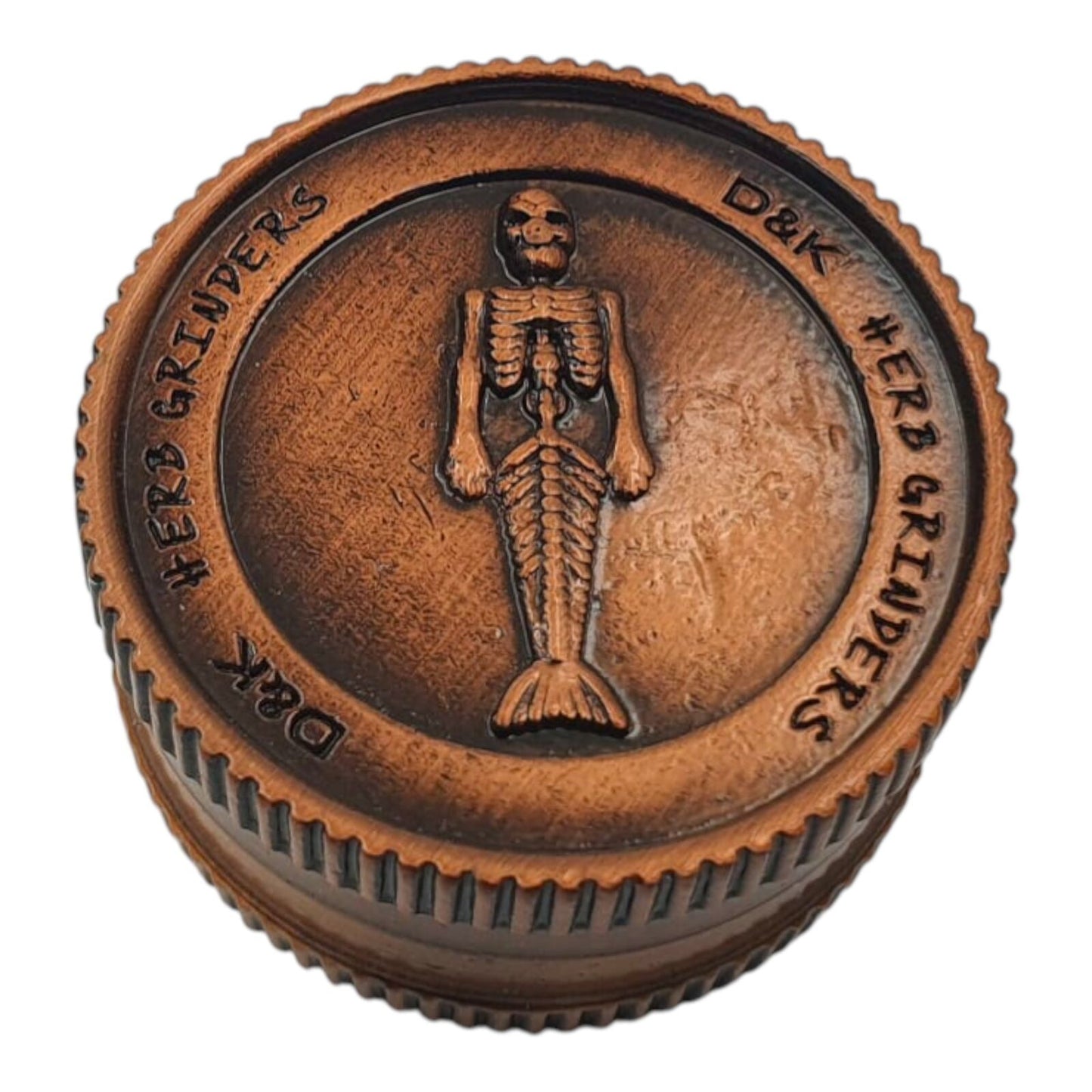 Bronze Skull Metal Herb Grinder 2 Piece Storage Pipe Smoking Set