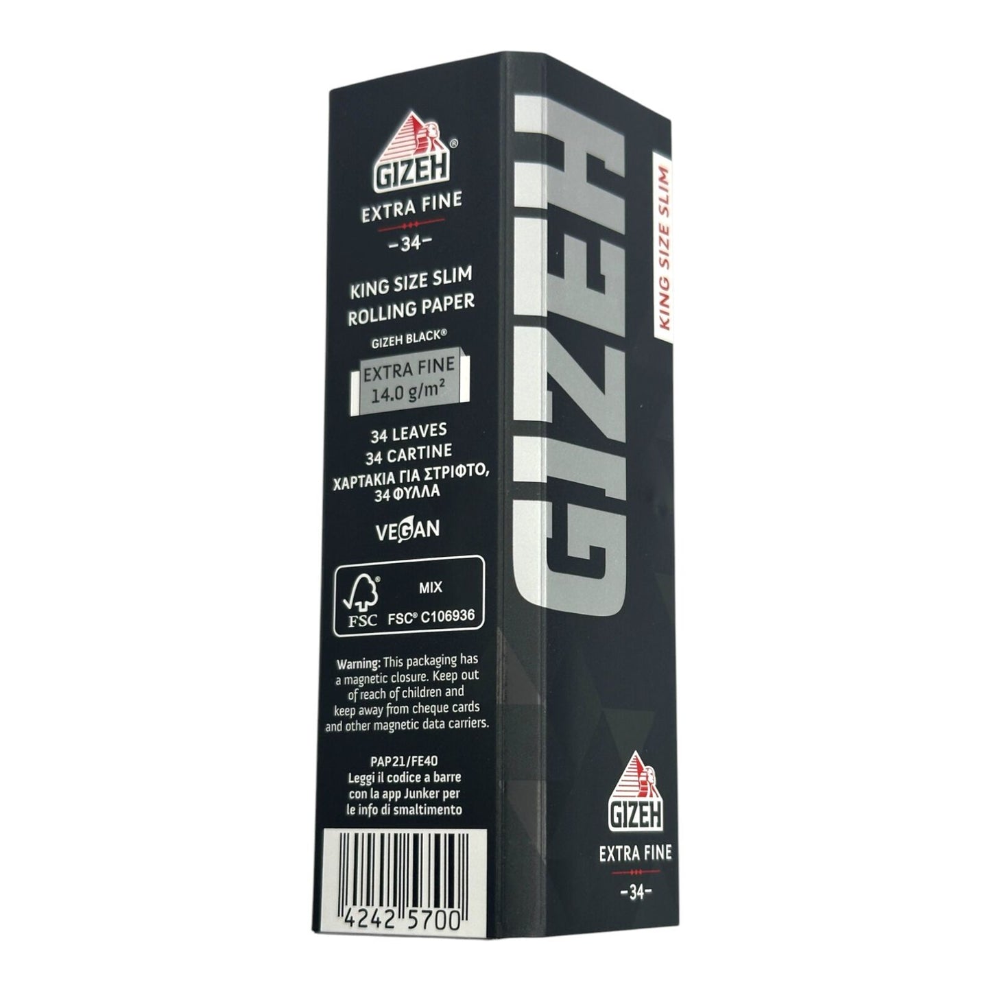Gizeh Black King Size Slim Rolling Papers Extra Fine 34 Leaves