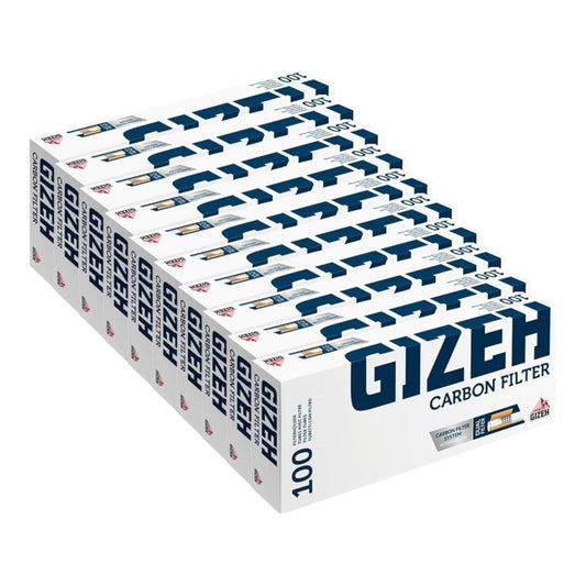 1000x Gizeh Premium Carbon Filter Tubes King Size Cork Tobacco Cigarette Blue