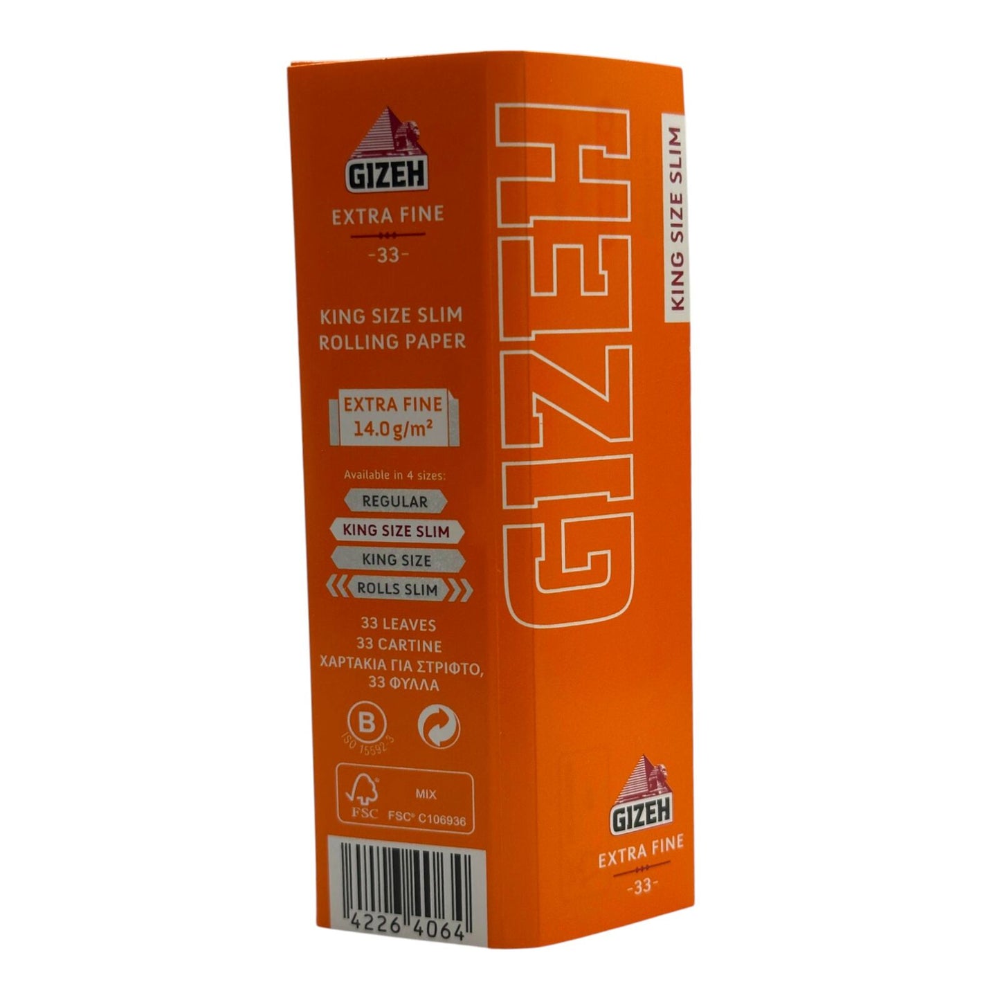 Gizeh King Size Slim Orange Rolling Papers Extra Fine 33 Leaves
