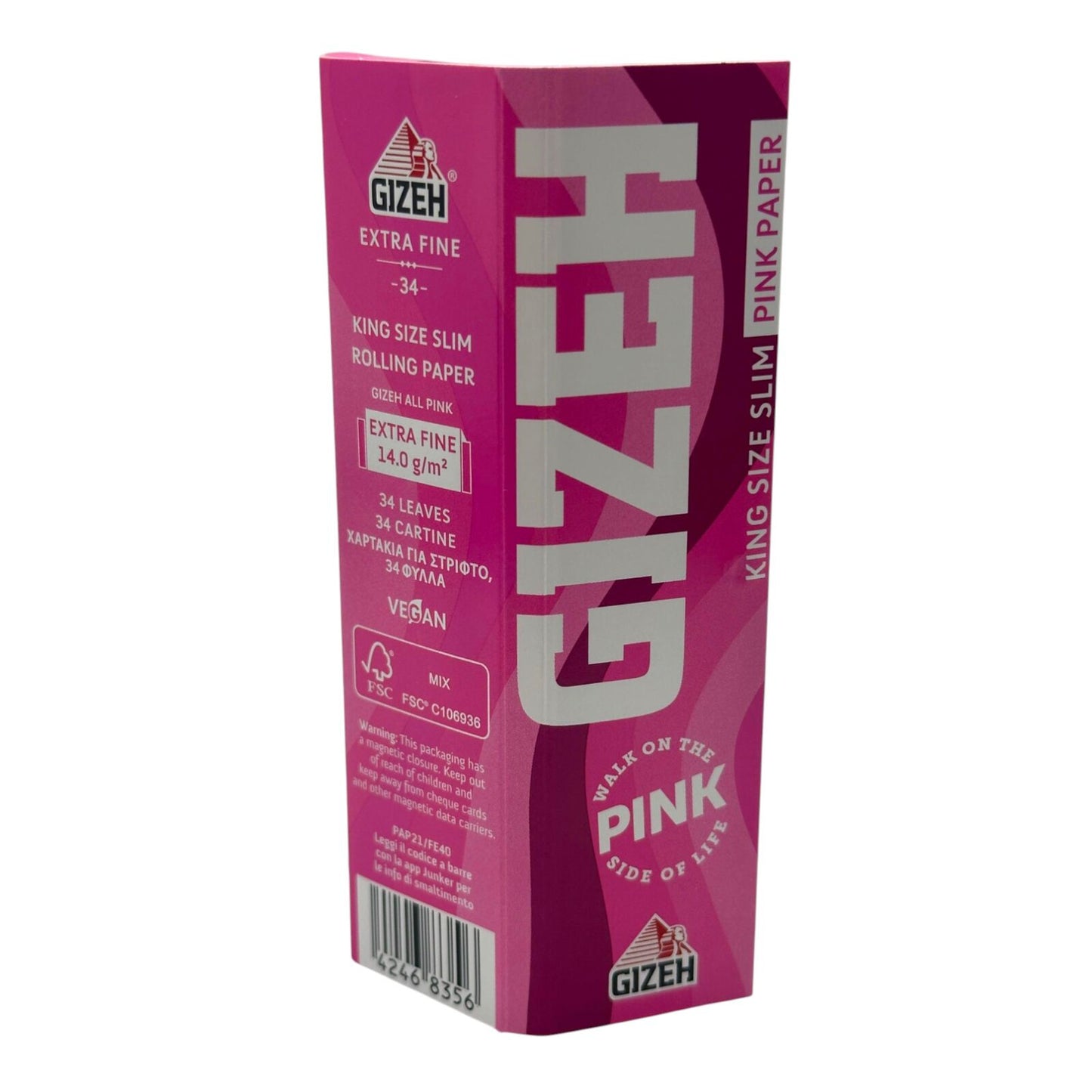 Gizeh King Size Slim Pink Rolling Papers Extra Fine 34 Leaves