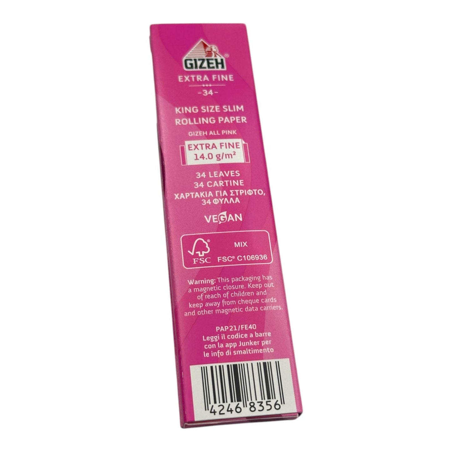 Gizeh King Size Slim Pink Rolling Papers Extra Fine 34 Leaves