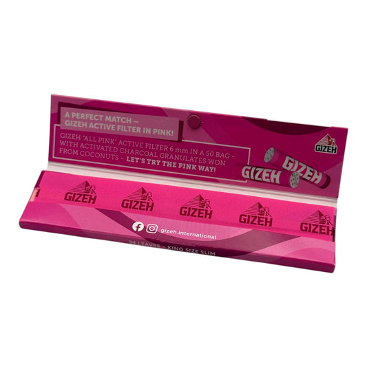 Gizeh King Size Slim Pink Rolling Papers Extra Fine 34 Leaves