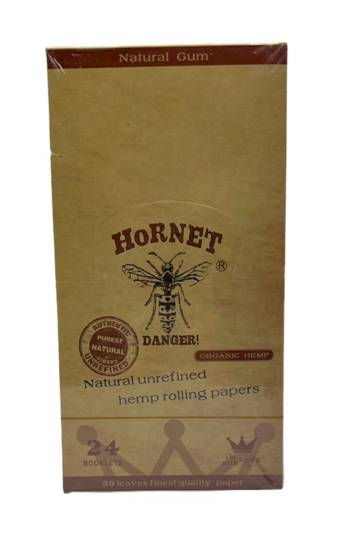 Box of 24 Hornet 1 1/4 Organic Unrefined Rolling Papers with Tips
