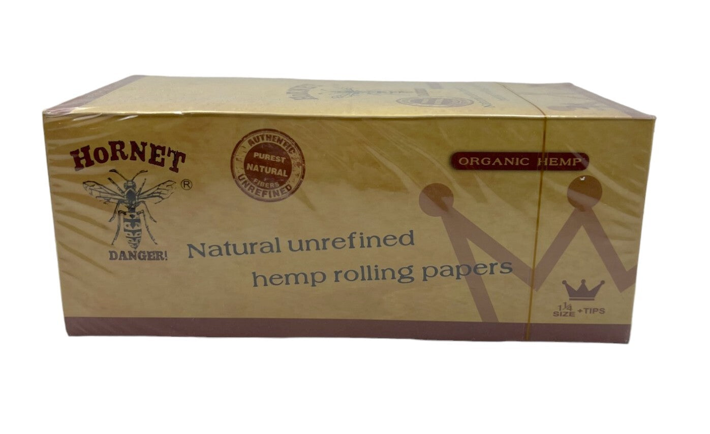 Box of 24 Hornet 1 1/4 Organic Unrefined Rolling Papers with Tips