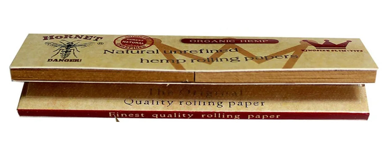Hornet King Size Slim Organic Unrefined Rolling Papers With Tips (32 Per Booklet)