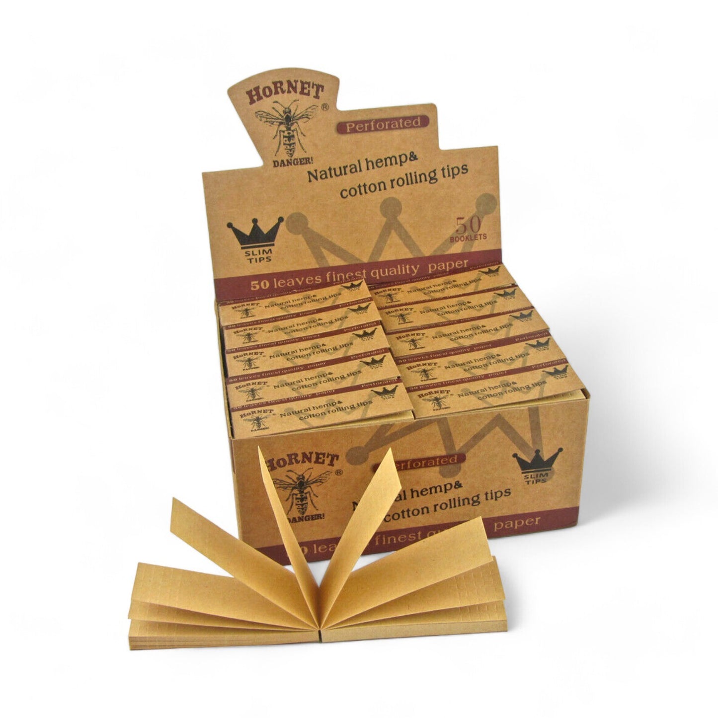 1 Pack of 50 Hornet Slim Filter Tips Natural Perforated