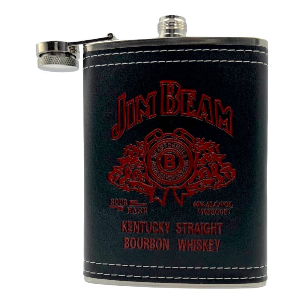 Jim Beam Hip Flask, Shot Glass, Pipe and Pen Gift Set (8oz)