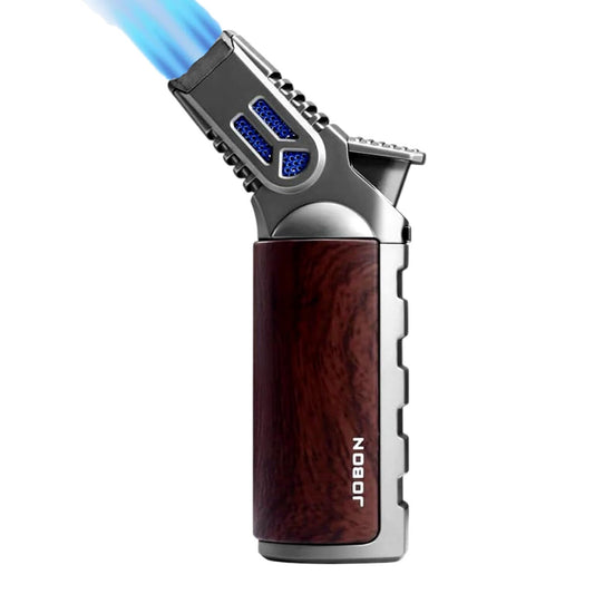Jobon Grey Brown 4 Flame Jet Windproof Refillable Lighter