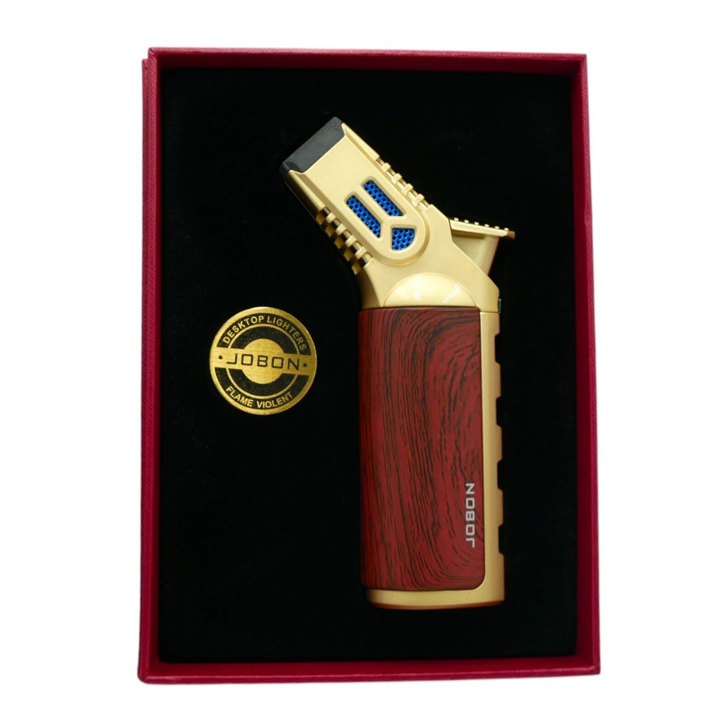 Jobon Golden Red 4 Flame Jet Windproof Refillable Lighter