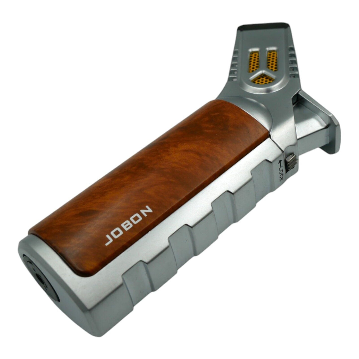 Jobon Silver Orange 4 Flame Jet Windproof Refillable Lighter