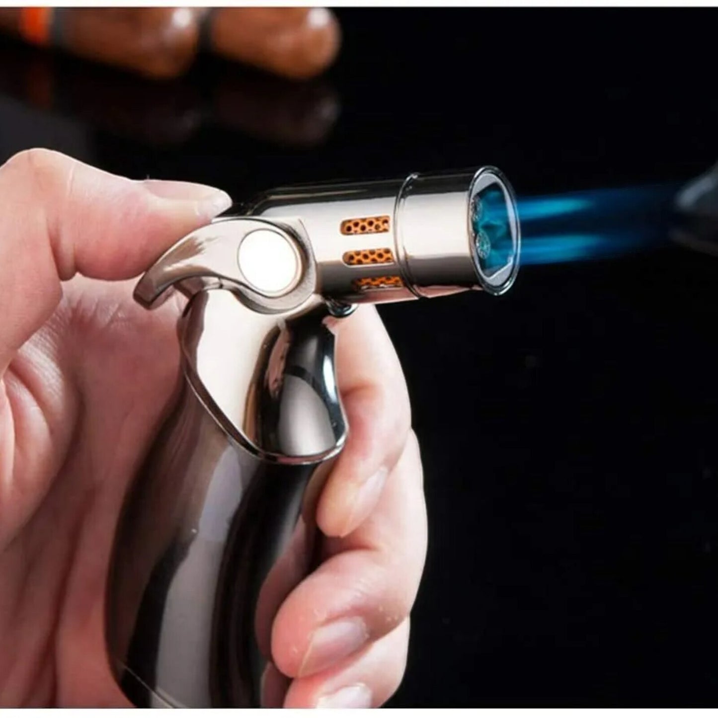 Jobon 4 Flame Jet Windproof Refillable Lighter powerful Blow torch gift bx