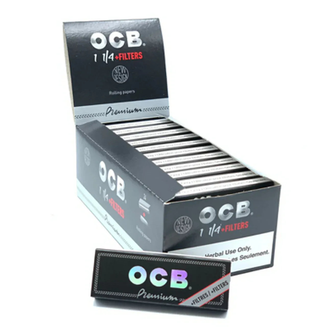 Box of 24 OCB Premium Slim 1 1/4 Papers Tips 50 Leaves
