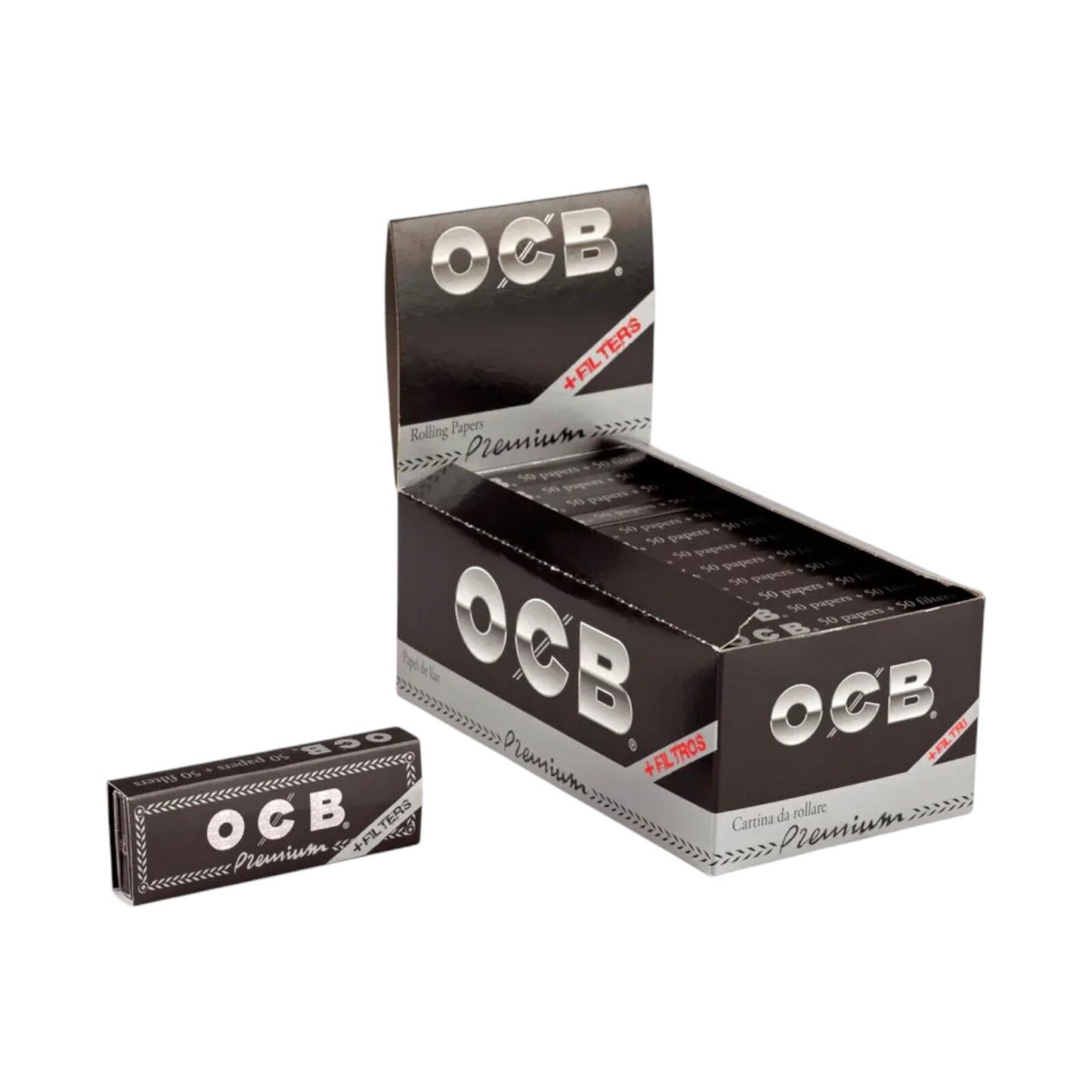 Box of 24 OCB Premium Slim 1 1/4 Papers Tips 50 Leaves