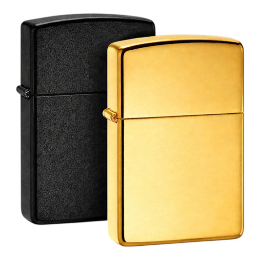 Black & Gold Oil Lighter Metal Flip Top Windproof