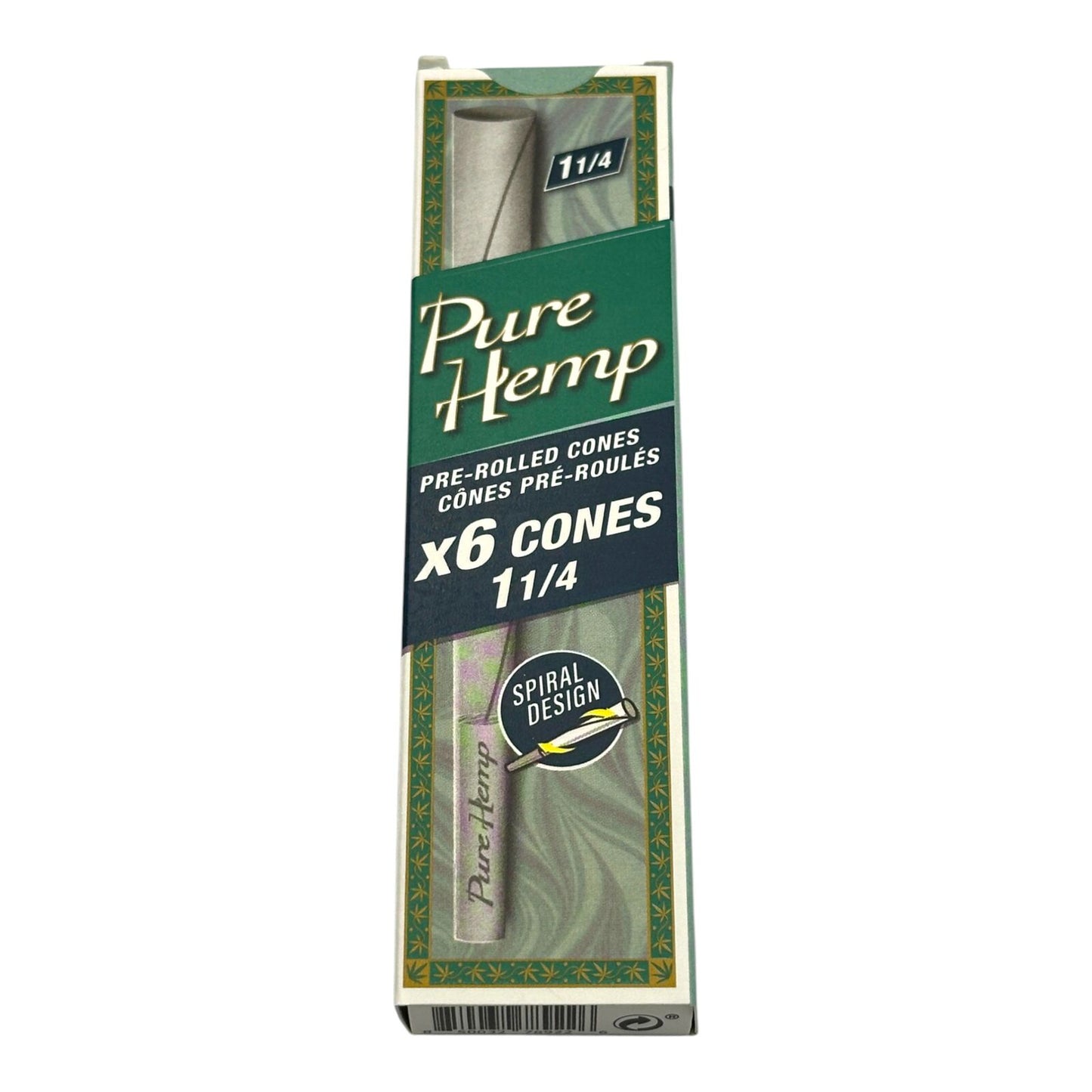 Pure Hemp 6 Pack Pre Rolled Cones 1 1/4 Spiral Design