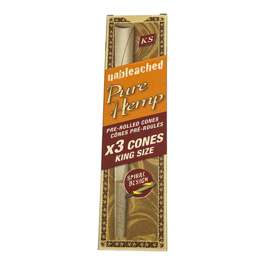 Pure Hemp King Size Pre Rolled Cones Unbleached 3 Cones
