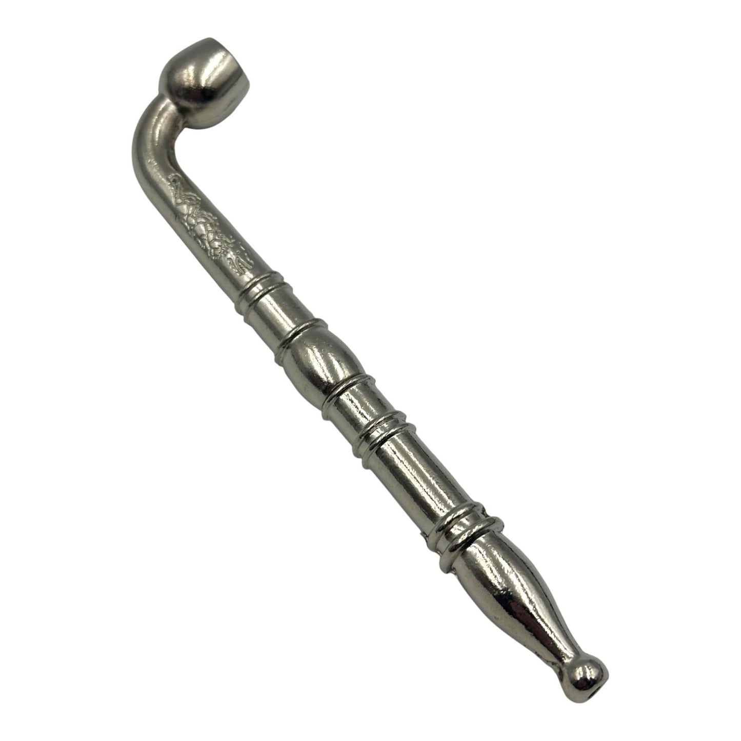 Metal Smoking Pipe Silver Finish Dragon Design