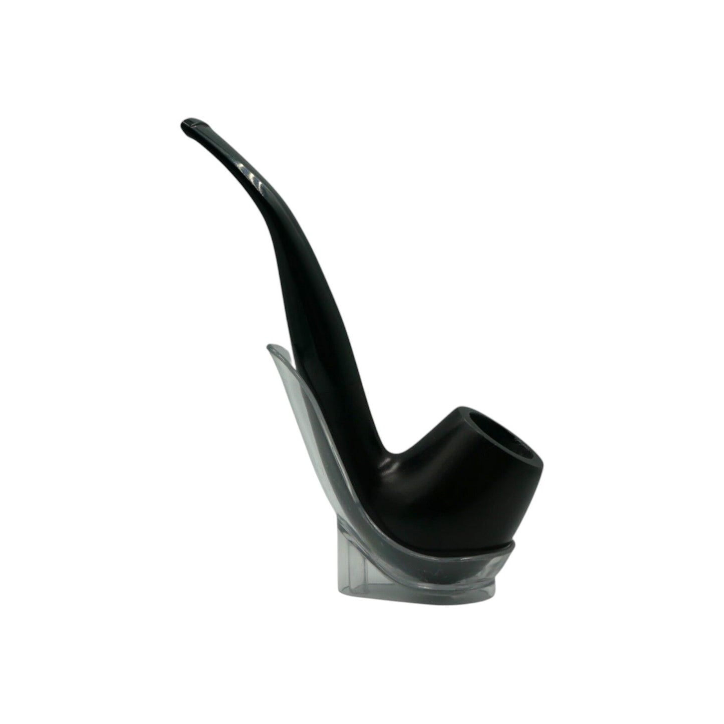 Classic Black Wood-Style Tobacco Pipe With Stand