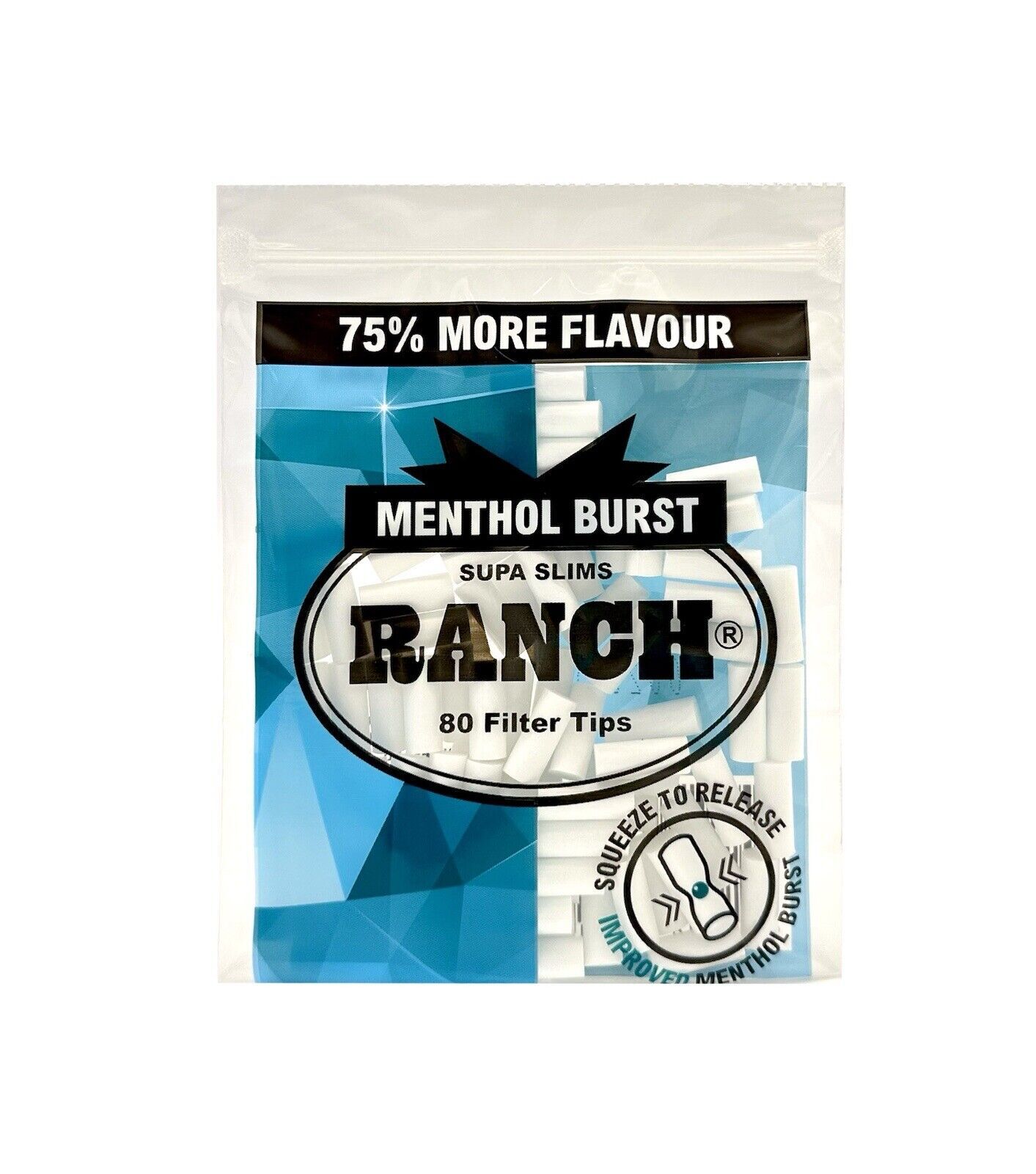 Ranch Menthol Burst Supa Slim Blue Filters (80 Tips) – Your Smoke