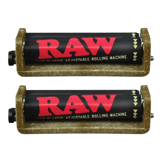 2 x 70mm RAW Black Hemp Eco Plastic Tobacco 2 Way Machine Roller
