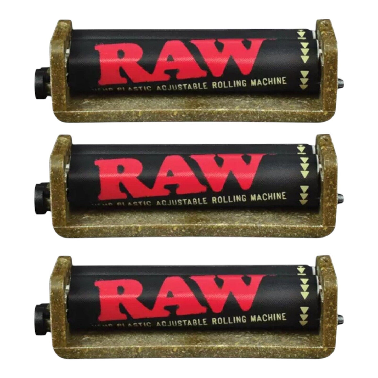 3 x 70mm RAW Black Hemp Eco Plastic Tobacco 2 Way Machine Roller