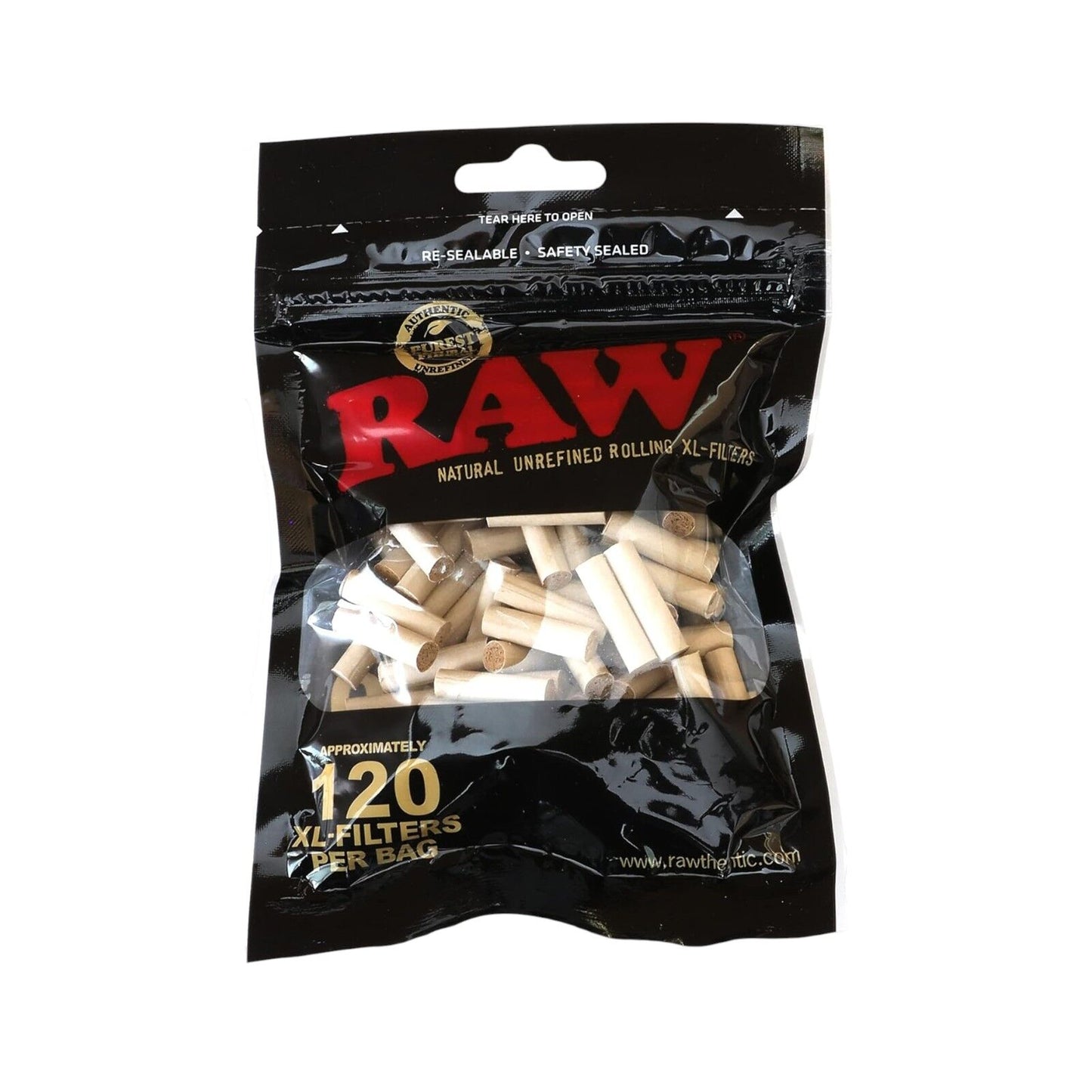 RAW Black Natural Unrefined XL-- 120 Filter Bag Pack Natural Smoking Filters