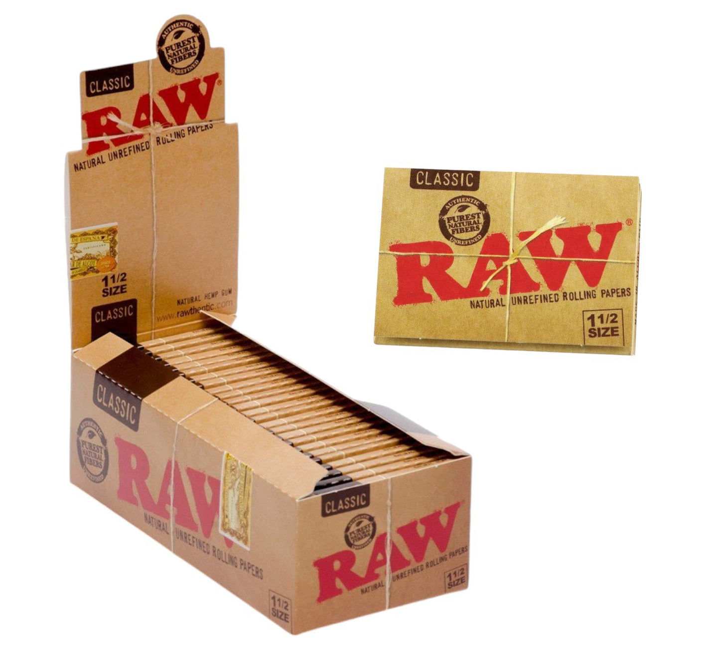 RAW Classic 1 1/2 Natural Unrefined Rolling Papers (33 Leaves)