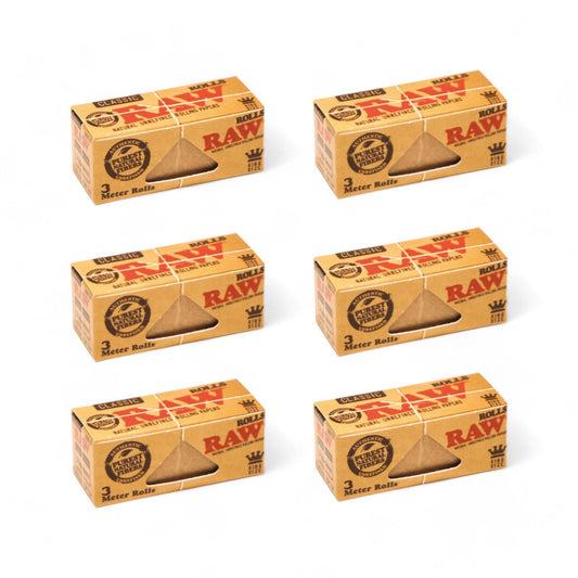 RAW Classic Kingsize Slim 3 Meter Rolls (6 Pack)