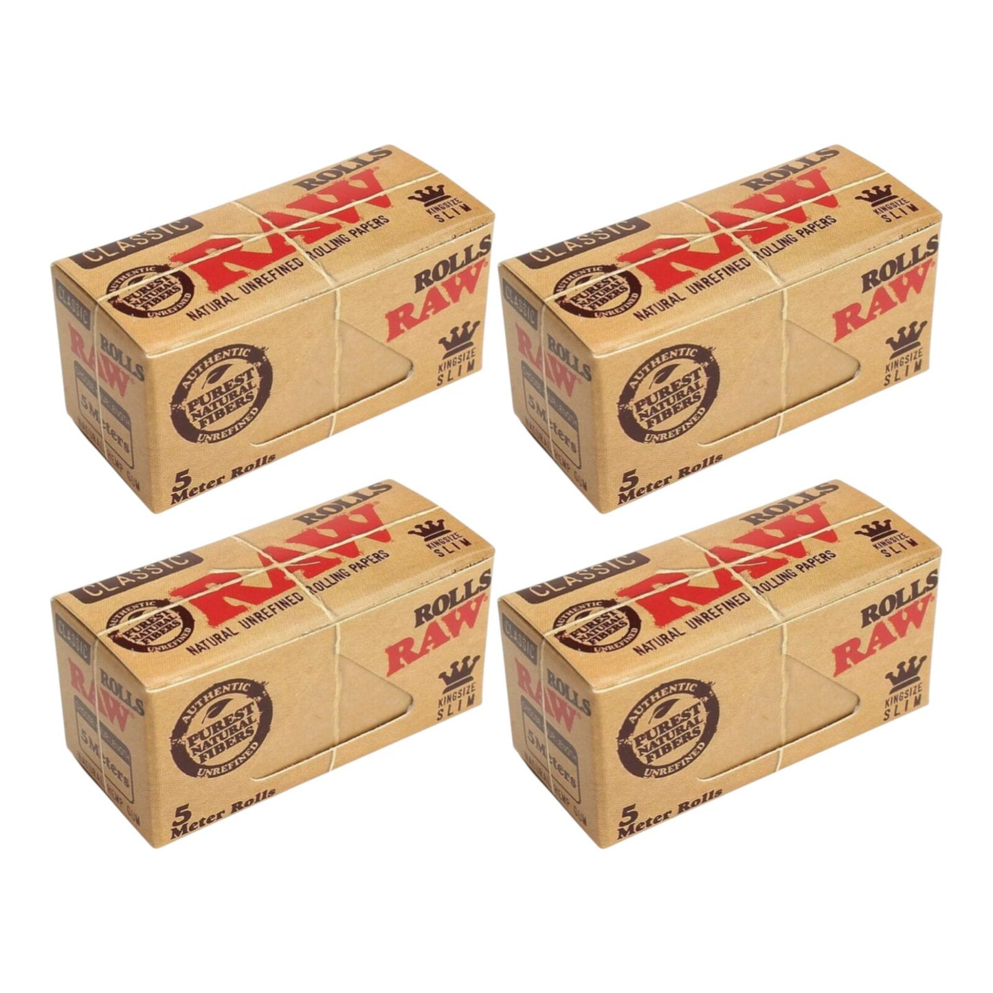 RAW Classic Kingsize Slim 5 Meter Rolls (4 Pack)