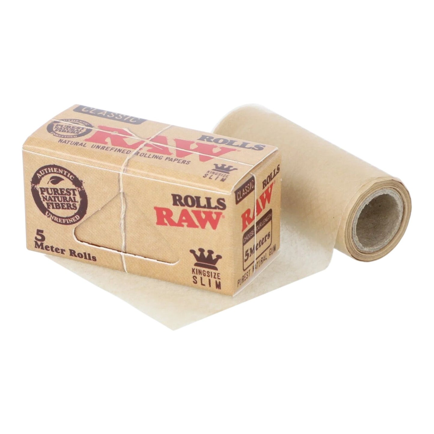 Box of 24 RAW Classic King Size Slim Paper Rolls 5 Metre