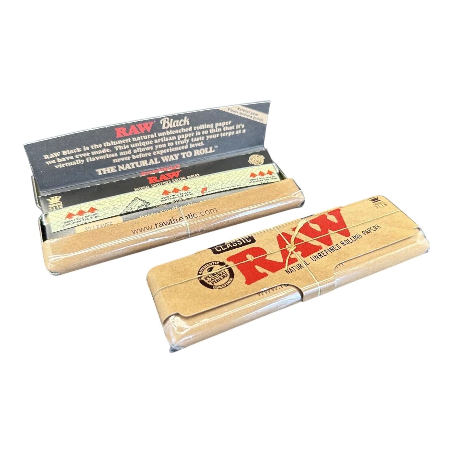 RAW Combo Kit Rolling Tray Papers Grinder Tips Storage Tube Roller King Size