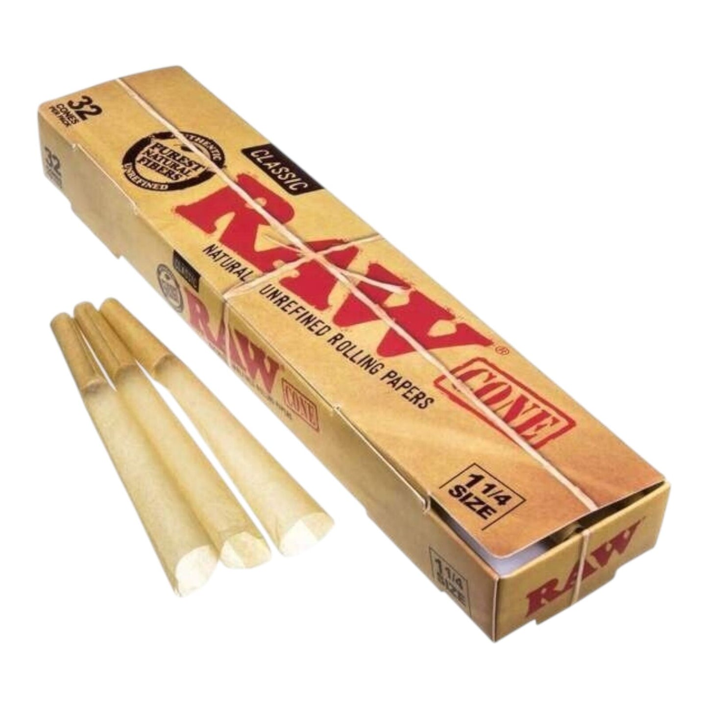 2 x Raw Classic 1 1/4 King Size Pre Rolled Paper Cones 32 Pack + Cone Loader