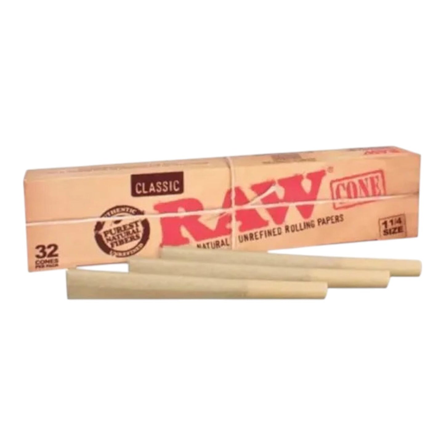 2 x Raw Classic 1 1/4 King Size Pre Rolled Paper Cones 32 Pack + Cone Loader