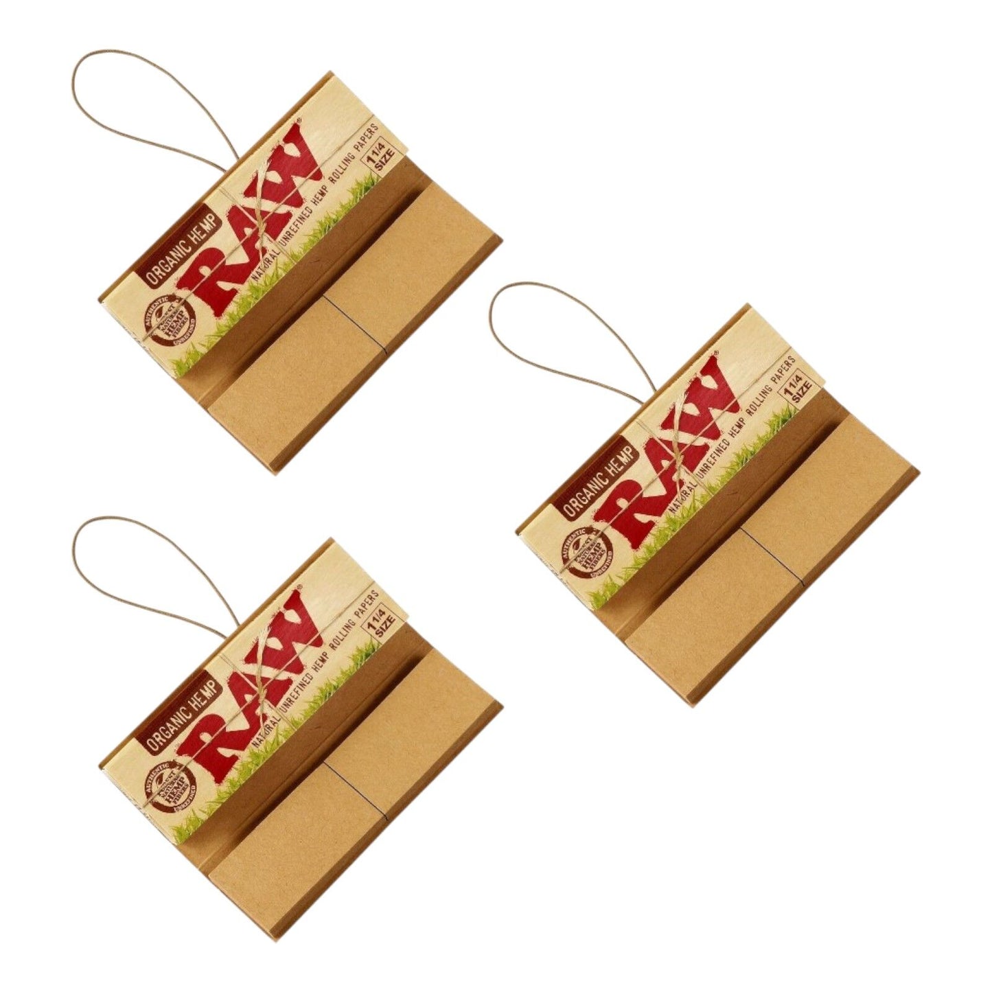 3 x RAW Organic Hemp 1 1/4 Papers with Tips