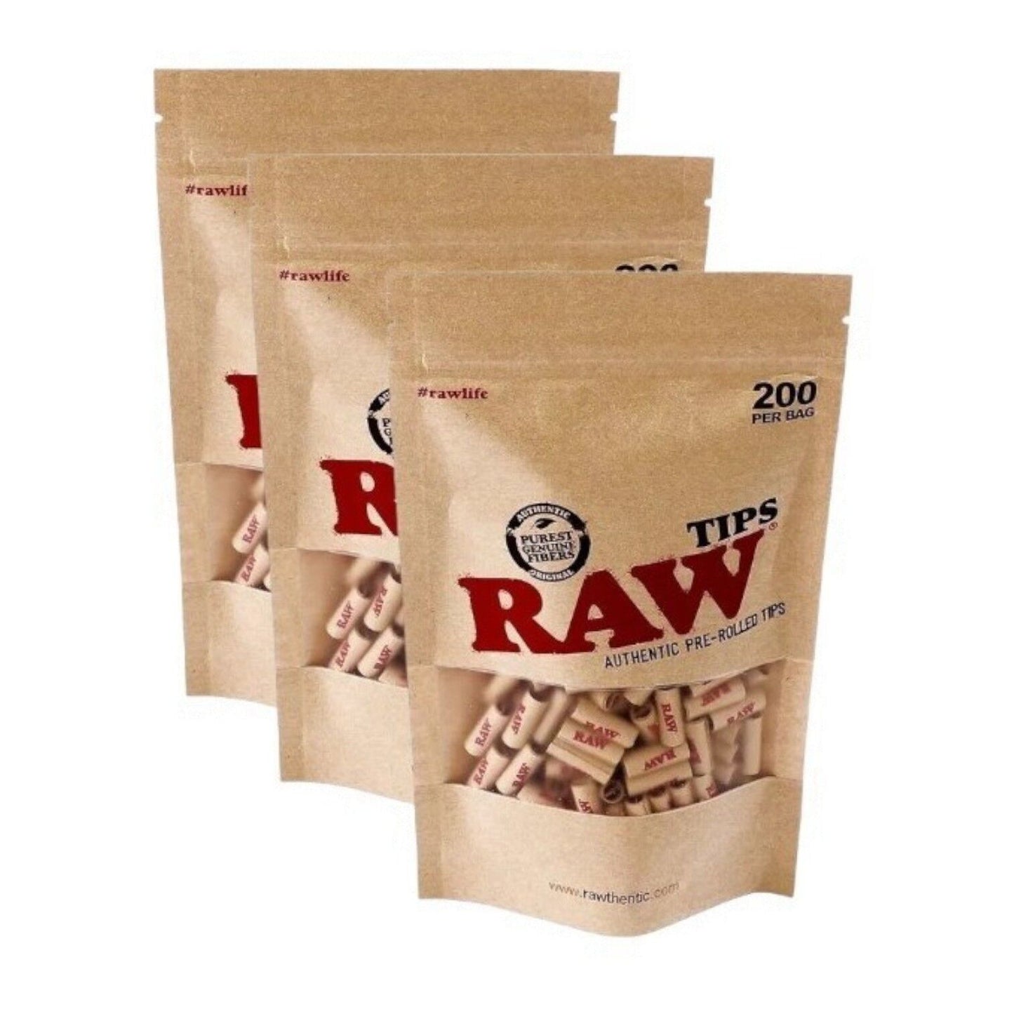3 x 200 RAW Natural Paper Tips Pre Formed Paper Tips - 600 Total