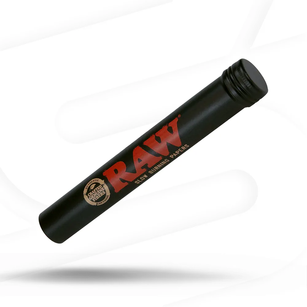 RAW Black Metal King Size Cone Storage Tube - Airtight Screw Top for Rolling Papers