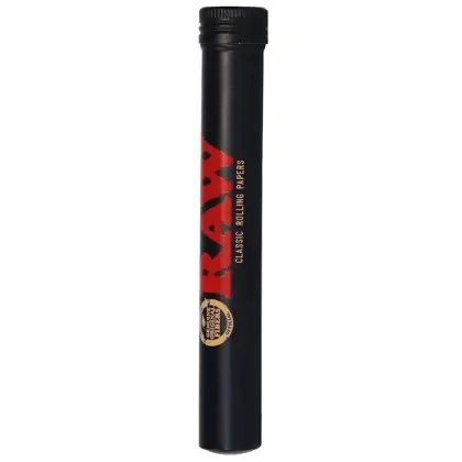 RAW Black Metal King Size Cone Storage Tube - Airtight Screw Top for Rolling Papers