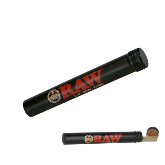 RAW Black Metal King Size Cone Storage Tube - Airtight Screw Top for Rolling Papers