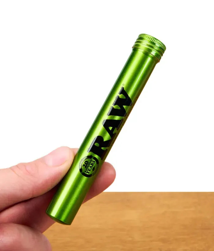 RAW Emerald Green 20th Anniversary Edition Metal King Size Cone Storage Tube - Airtight Screw Top fo