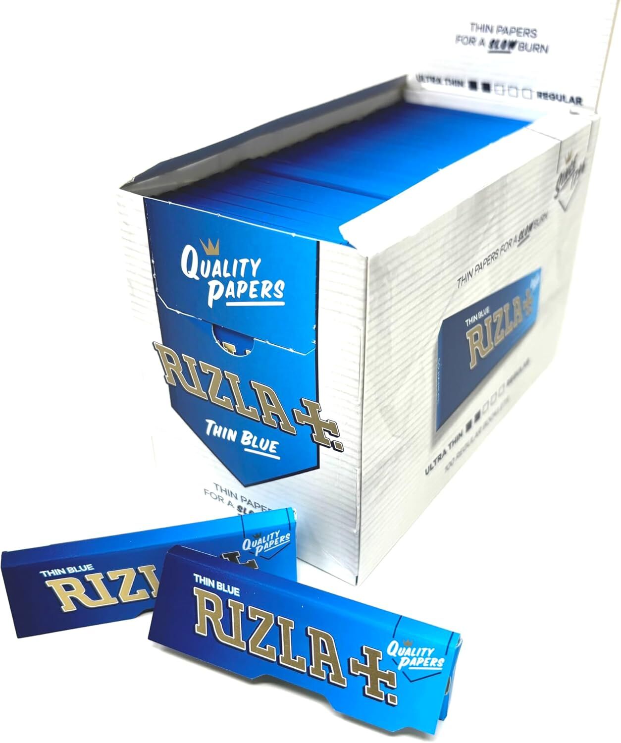 Box of Rizla Regular Size Thin Blue Slim Natural Rolling Papers \