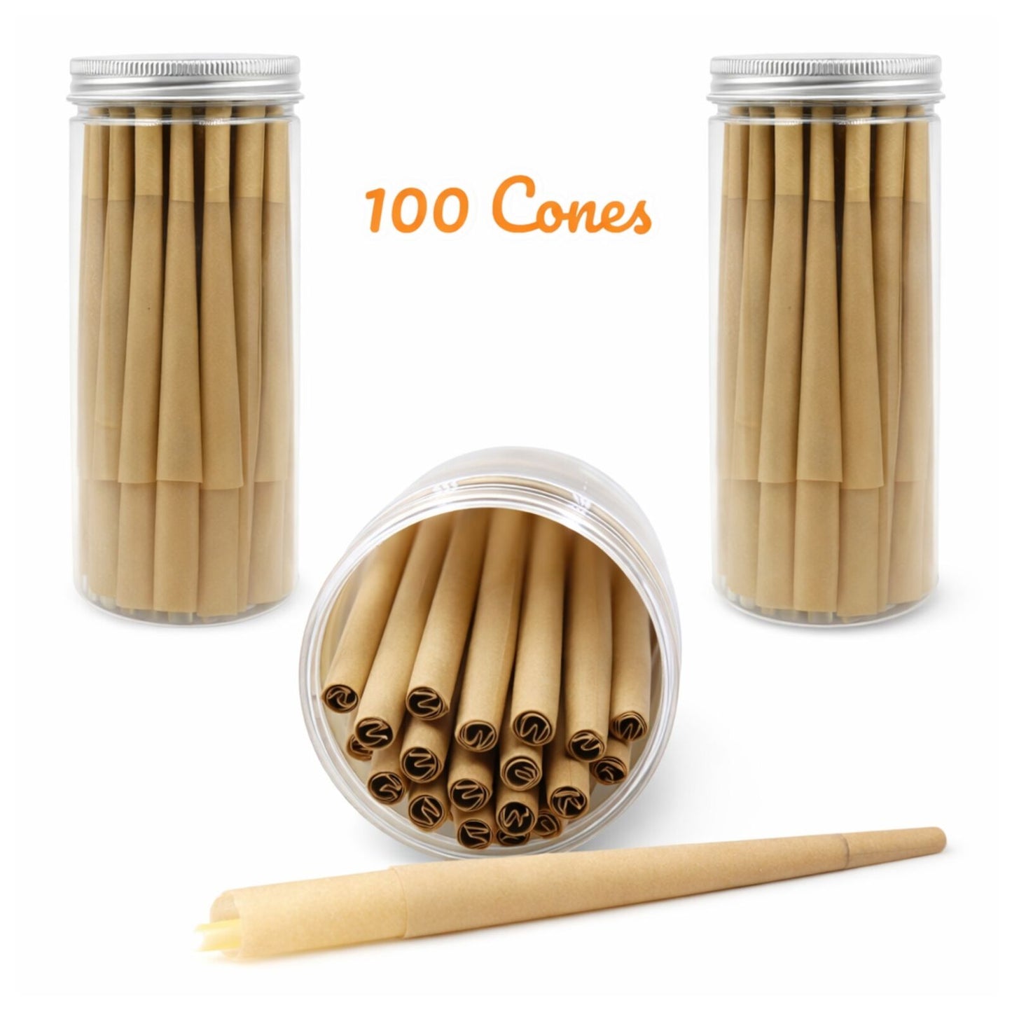 Pre Rolled King Size Paper Cones 100 Pack Natural Vegan Non GMO