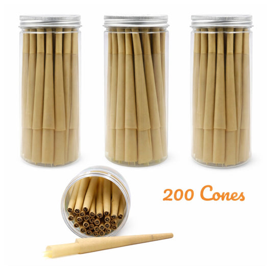 Pre Rolled King Size Paper Cones 200 Pack Natural Vegan Non GMO