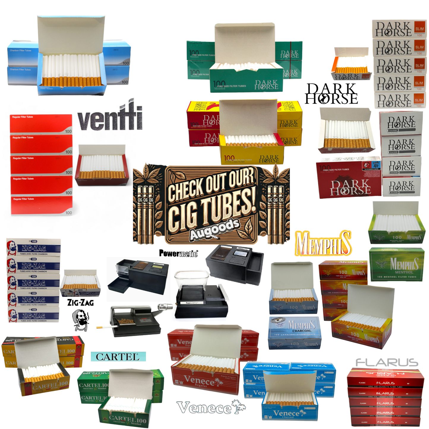 1000x Ventti Premium Charcoal Filter Tubes Cork Blue