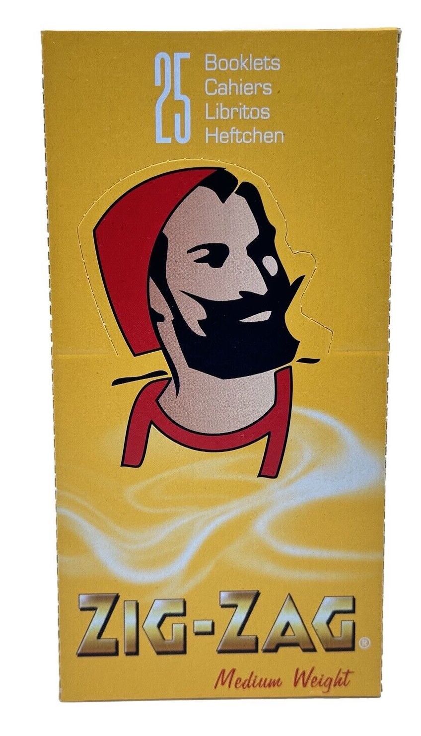 Box of 25 ZIG ZAG Regular Size Yellow Double Papers Slow Burning