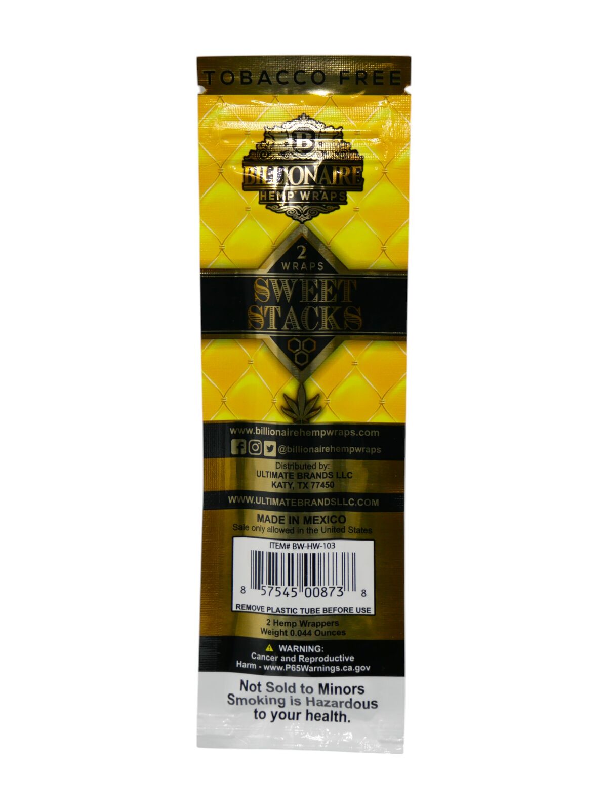 1 x Billionaire Wraps Sweet Stacks Flavor Rolling Papers 2 Wraps Per Pack
