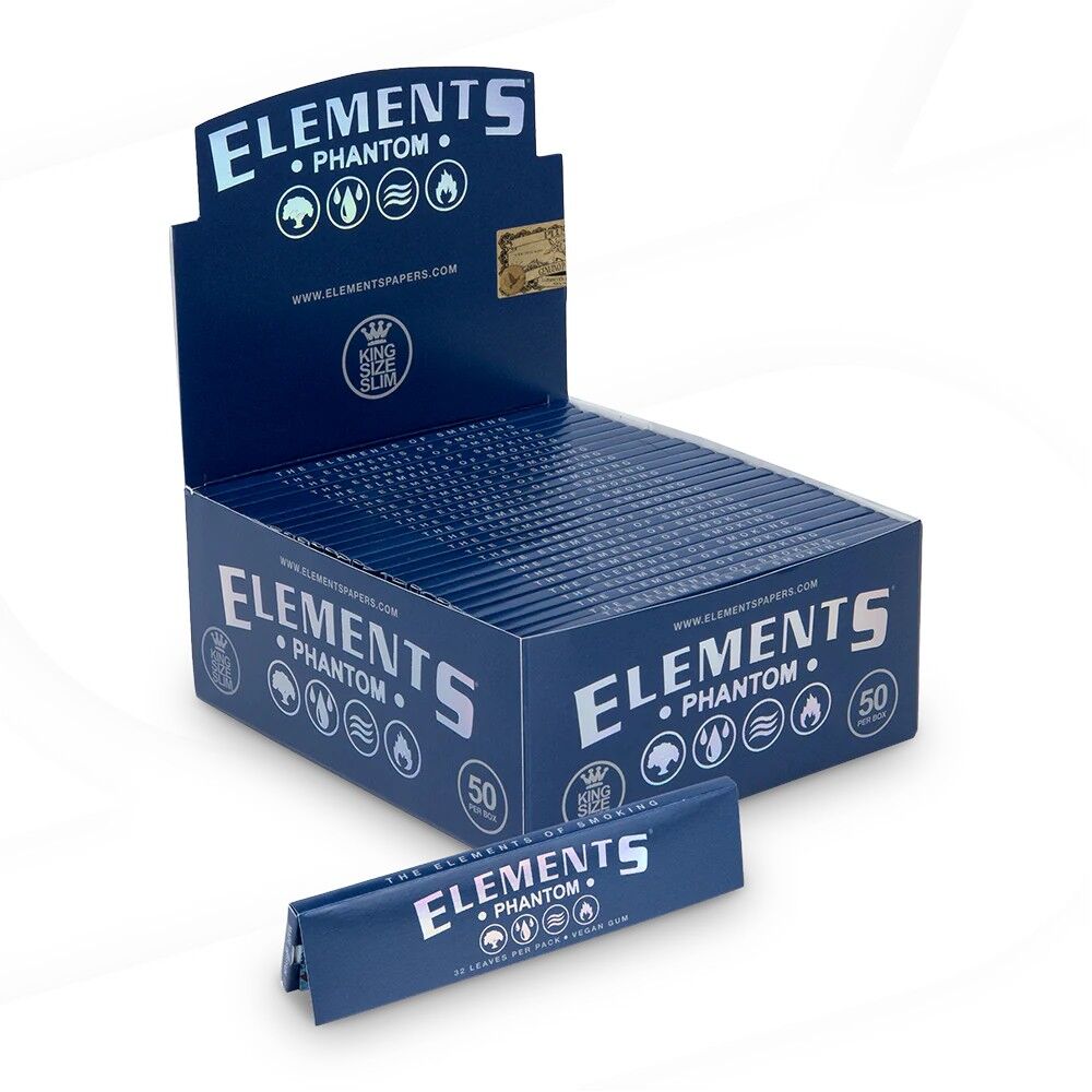 1 x Elements Phantom King Size Rolling Paper Vegan Gum - 32 Leaves